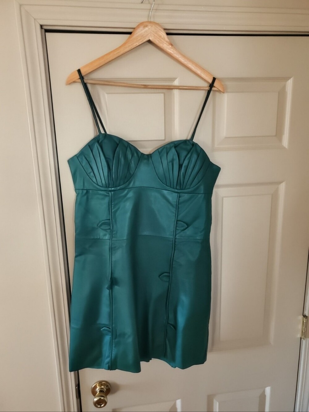 NWT FARM Rio Green 3D Flower Leather Mini Dress Size Large - Picture 8 of 11